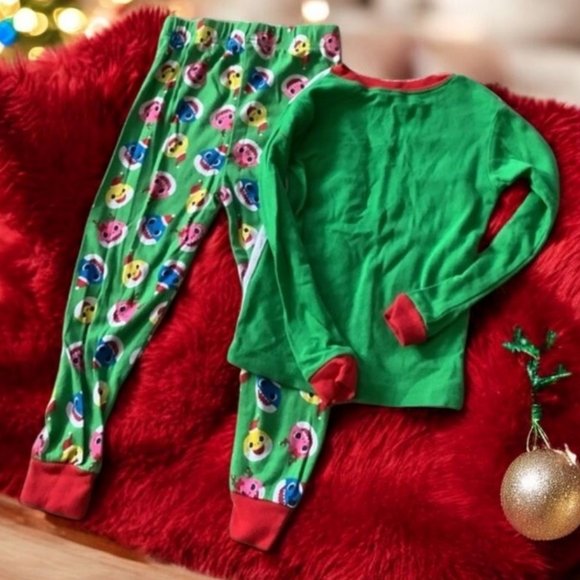 Nickelodeon pink Fong boys pajamas 5T green rod long sleeve colorful hol… - Picture 2 of 11